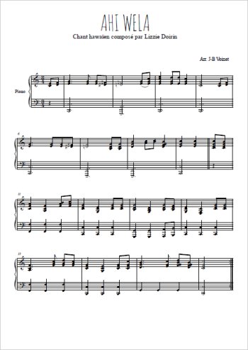 Téléchargez l'arrangement pour piano de la partition de Ahi wela en PDF